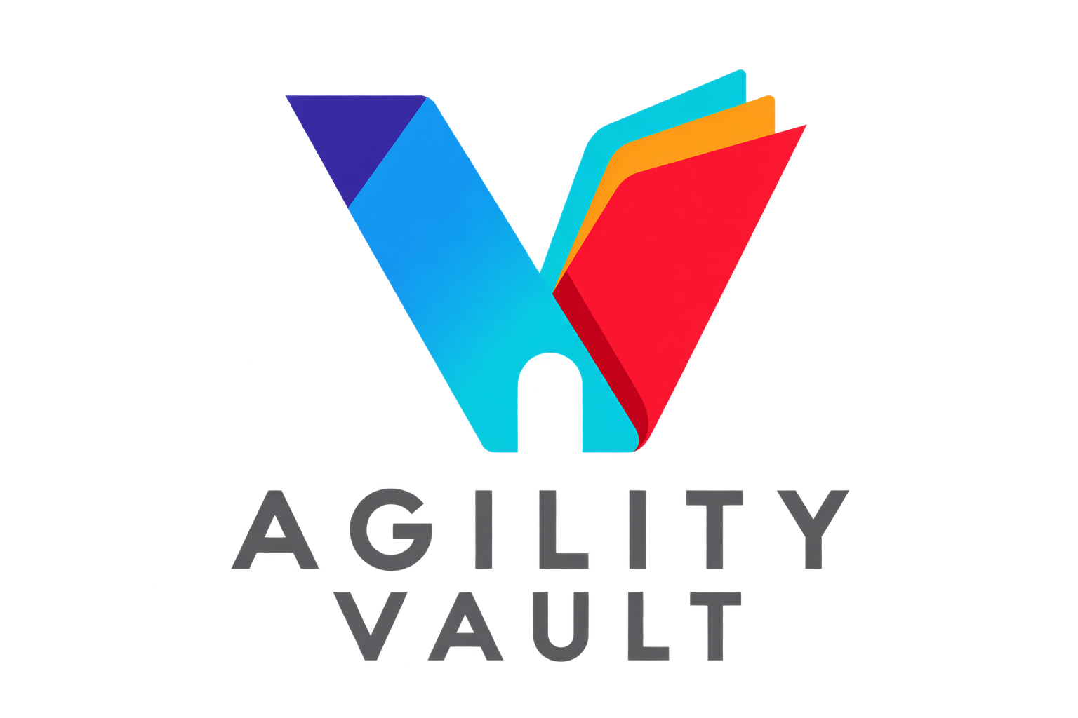 Agility Vault logo: a folded multicolour V with layered document shapes
